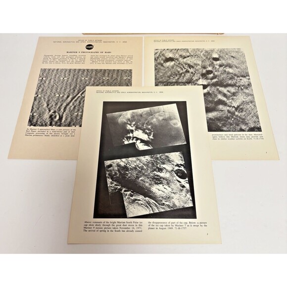 Vintage 1972 NASA Litho Pictures Mariner 9 Mars Martian Orbit Nov 1970- Complete - Picture 1 of 9